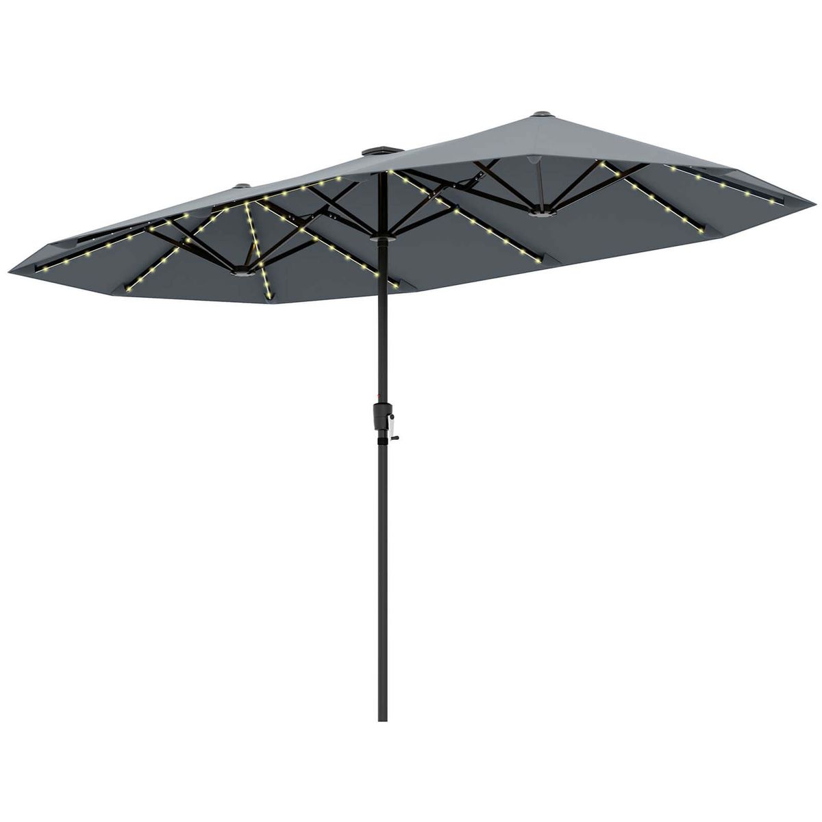 Photos - Parasol Costway 13-Foot Large Patio Umbrella with LED Solar Lights - Gray HCST06713 