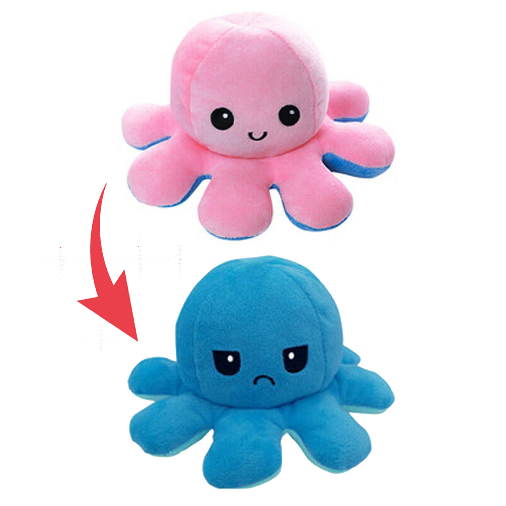 Photos - Soft Toy Private Label Reversible Stuffed Flip Octopus - Blue - Pink OCTOPUS-PLUSH