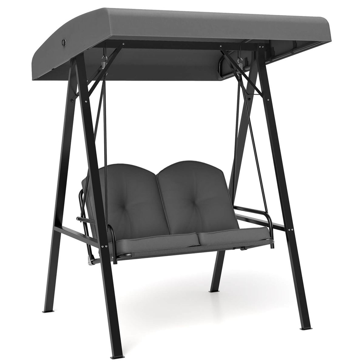 Photos - Canopy Swing Costway 2-Person Outdoor Porch Swing with A-Shaped Metal Frame - Porch Swing-Gray HCST06549 