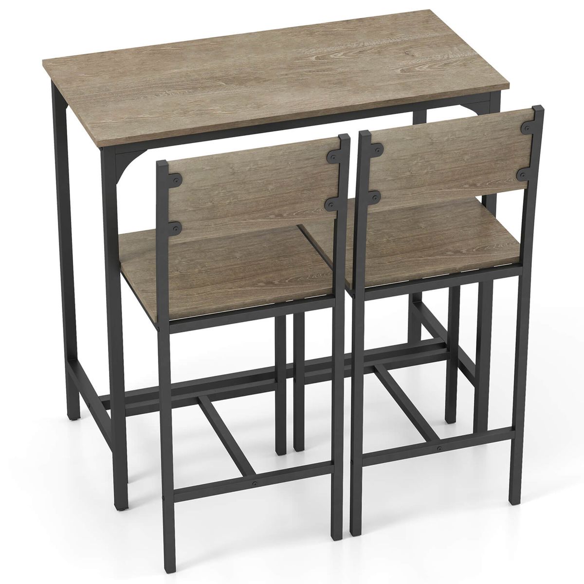 Bar-Height Dining Table Set - Bar Table & Chair Set-Gray