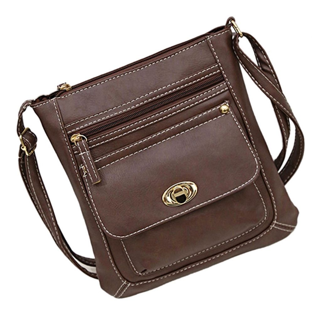 Women's Crossbody Buckle Messenger Everyday Purse - Chocolate