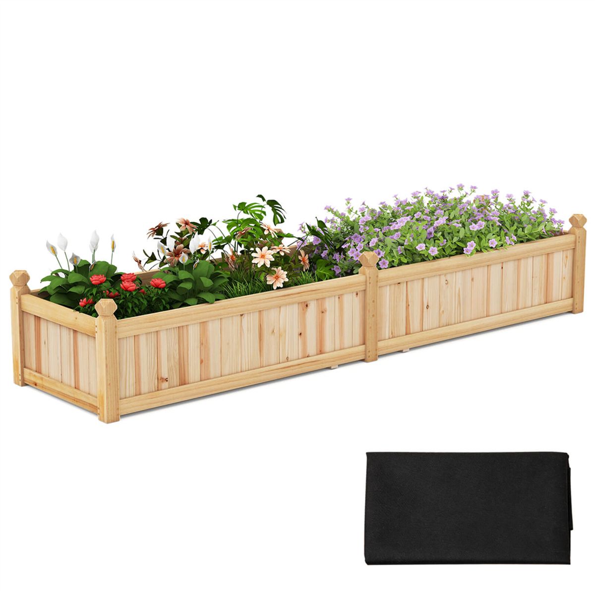 Photos - Flower Pot Costway Wooden Raised Garden Bed with Drainage Holes - Planter Box-Natural HCST07420 