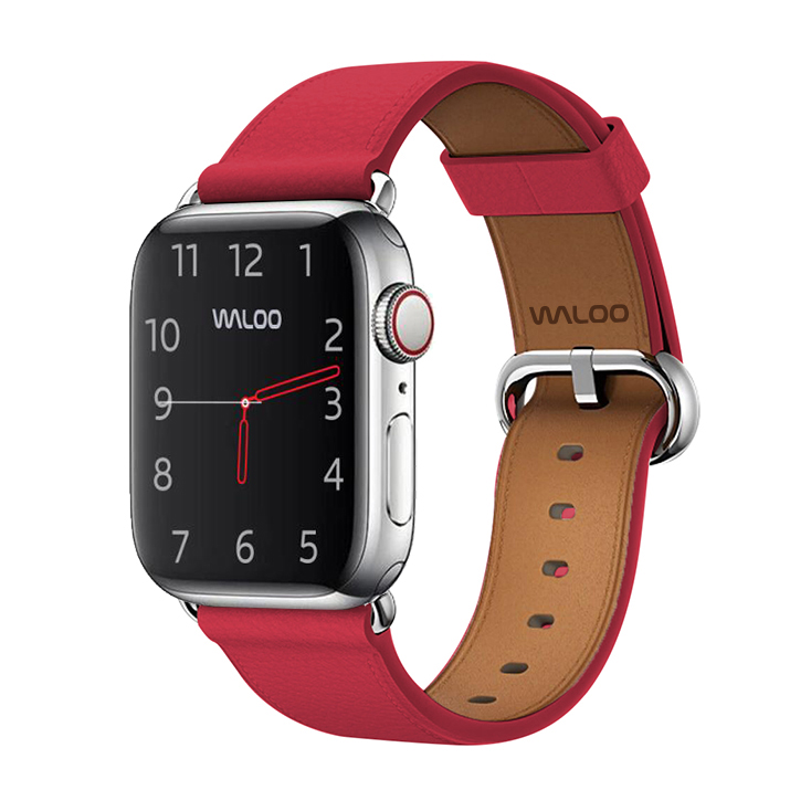 Photos - Watch Strap Waloo Waloo® Classic Leather Band for Apple Watch Series 1-7 - RED 42/44/4