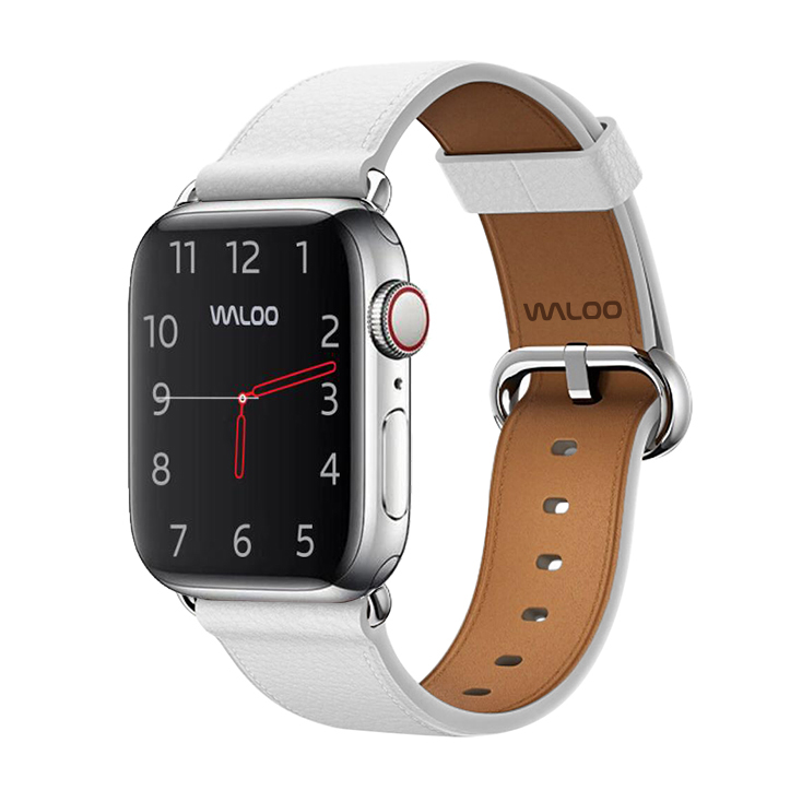 Photos - Watch Strap Waloo Waloo® Classic Leather Band for Apple Watch Series 1-7 - WHITE 42/44