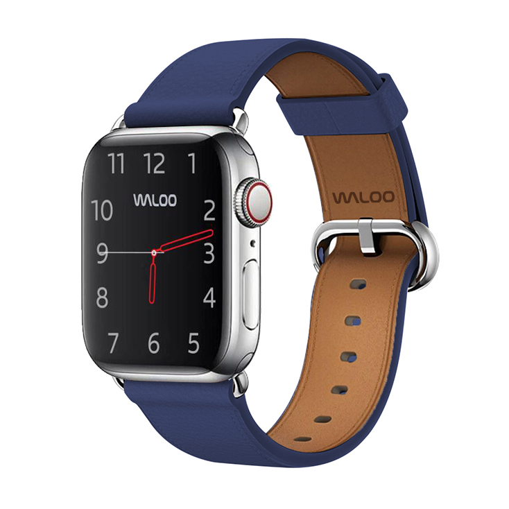 Photos - Watch Strap Waloo Waloo® Classic Leather Band for Apple Watch Series 1-7 - NAVY 42/44/