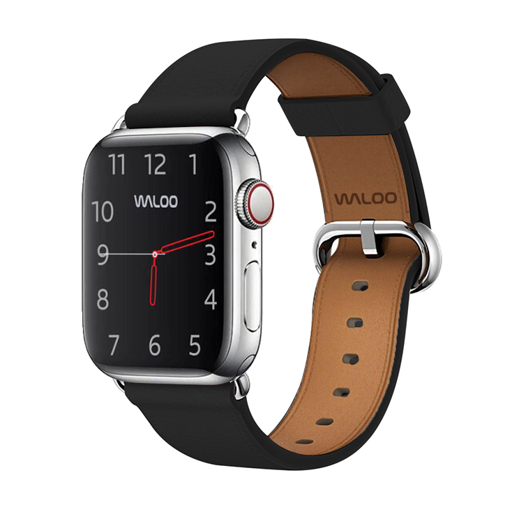 Photos - Watch Strap Waloo Waloo® Classic Leather Band for Apple Watch Series 1-7 - BLACK 42/44
