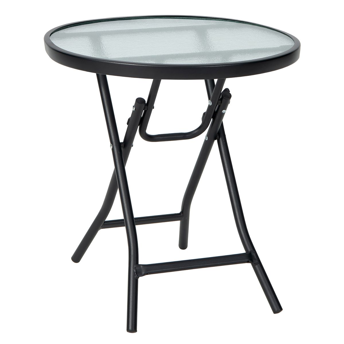 Photos - Garden Furniture Costway Patio Side Table with Tempered Glass Tabletop - Round NP10402 