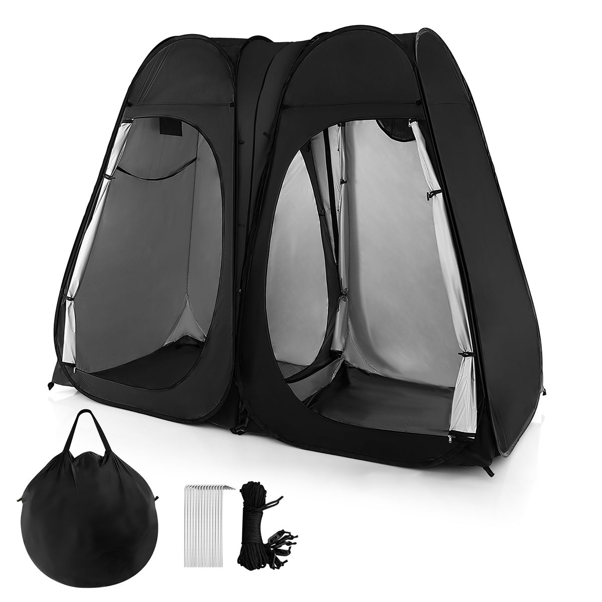7.5-Foot Oversized Pop-up Privacy Shower Tent with Storage Pocket - Shower Privacy Tent BK