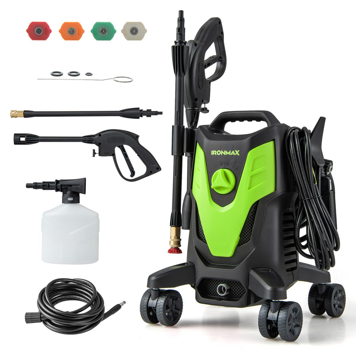 Photos - Pressure Washer Costway 2400-PSI Electric with 4 Universal Wheels - -Green HCST00560