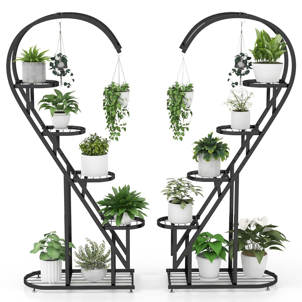 Photos - Plant Stand Costway 5-Tier Metal  with Hanging Hook for Multiple Plants - -BK HCST00407 