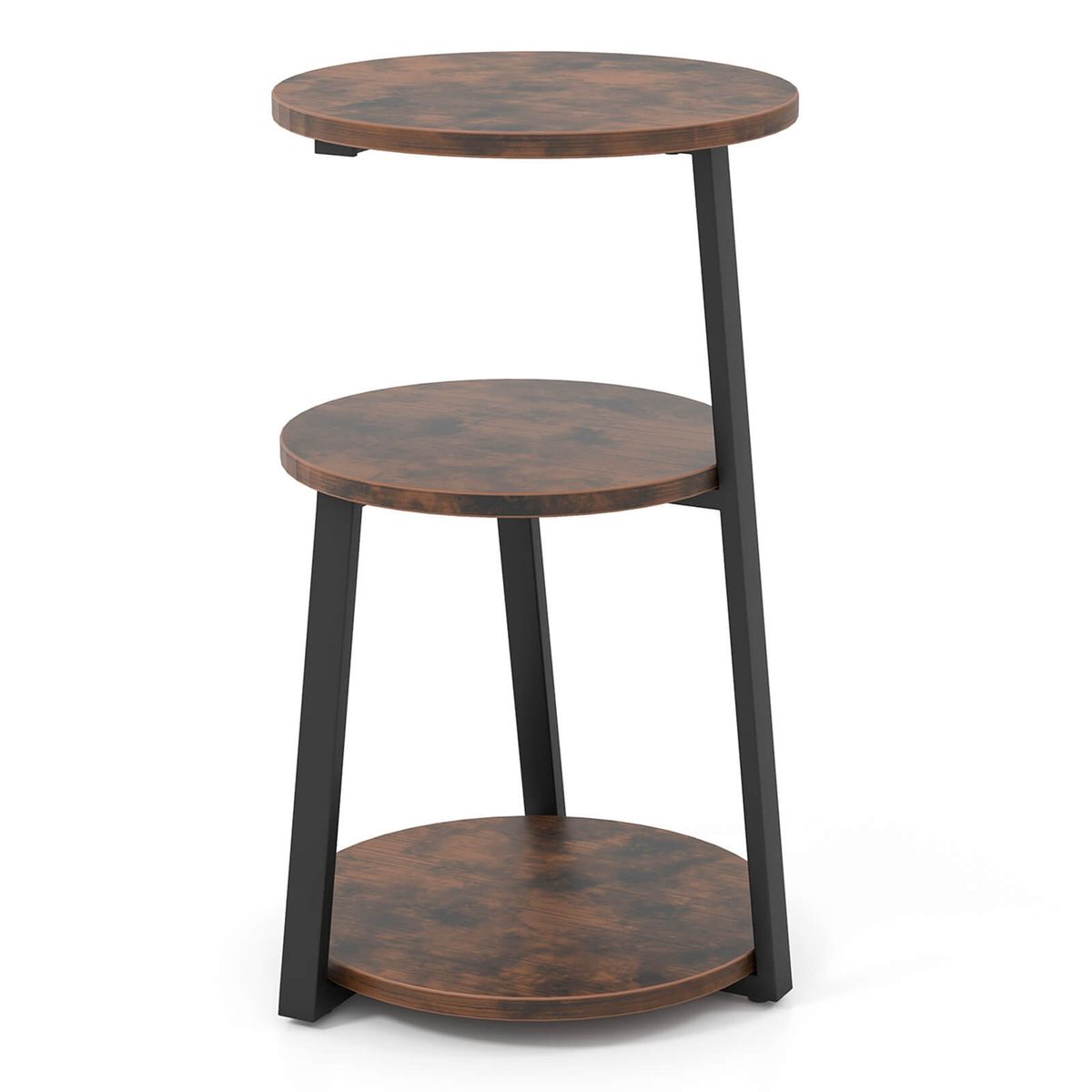 Photos - Coffee Table Costway 3-Tier Accent End Table with Metal Frame and Adjustable Foot Pads - Side Table-1 HCST03582 