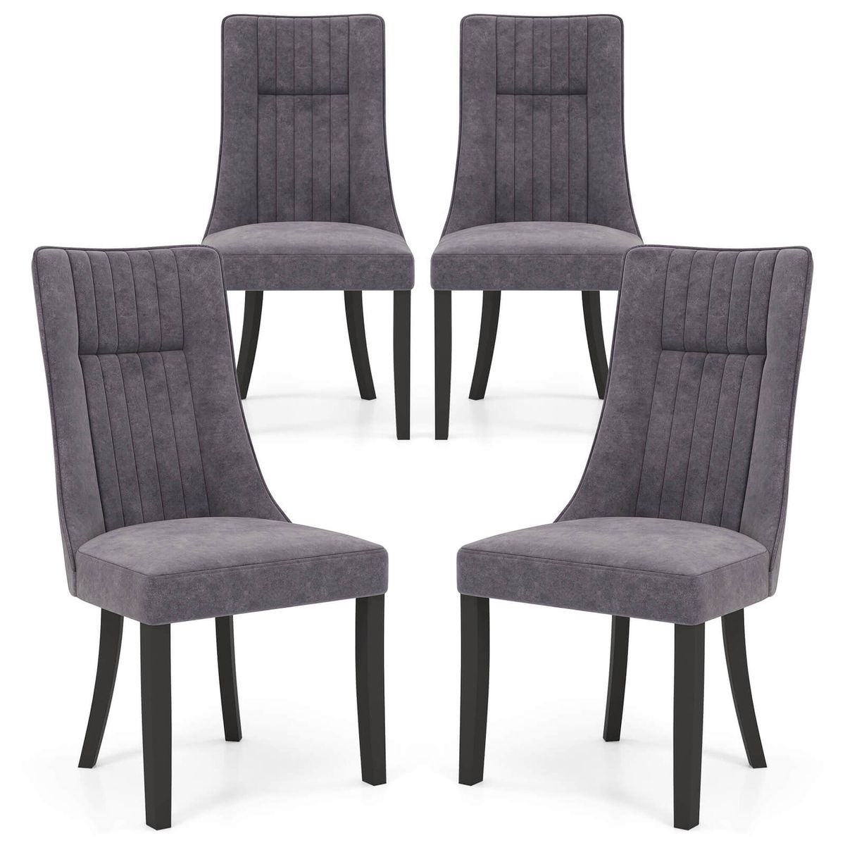 Channel Tufted Dining Chairs with High Backrest (Set of 2/4) - Dining Chairs Set of 4