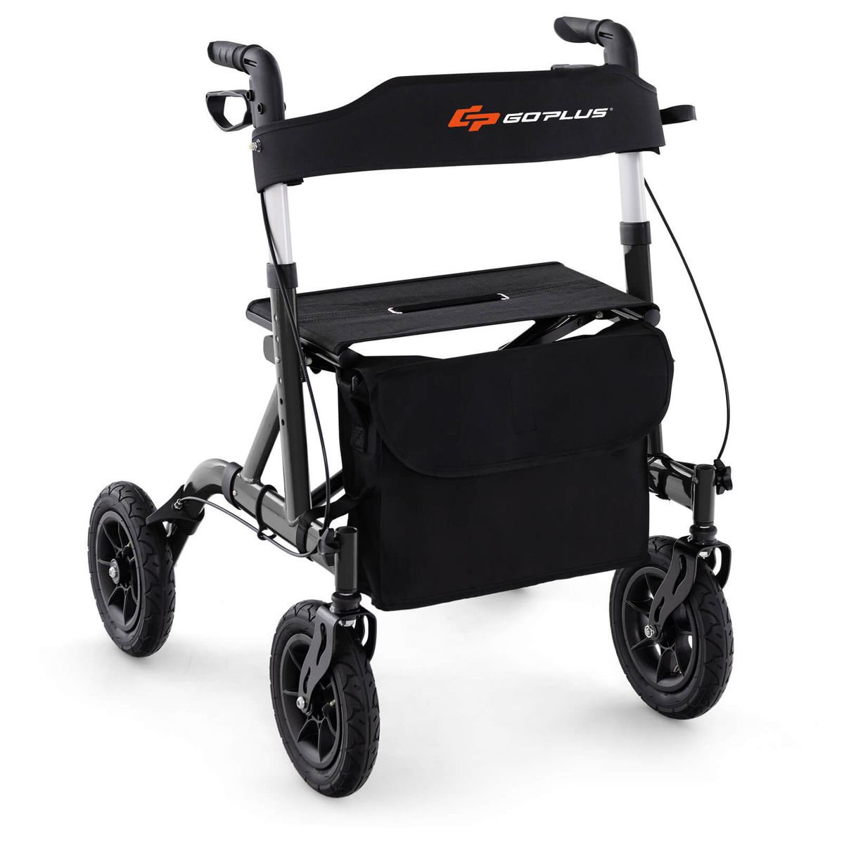 Height-Adjustable Rollator Foldable Walker with Seat - Rollator Walker -Black