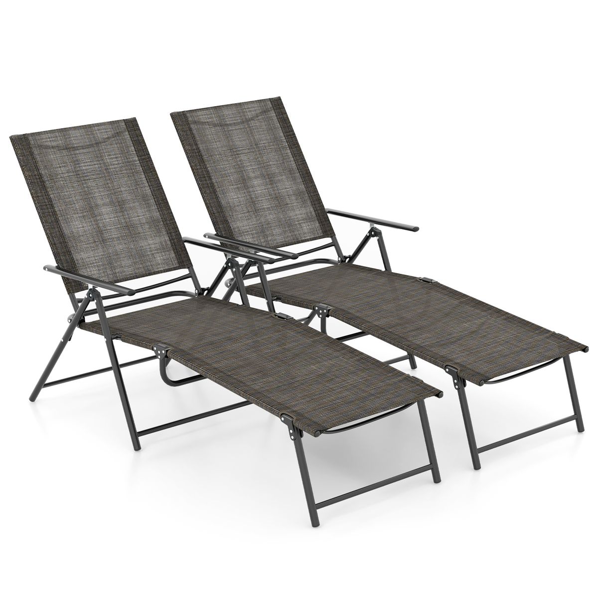 Photos - Garden Furniture Goplus Folding Chaise Lounge Chairs  - Coffee HCST00378 (Set of 2)