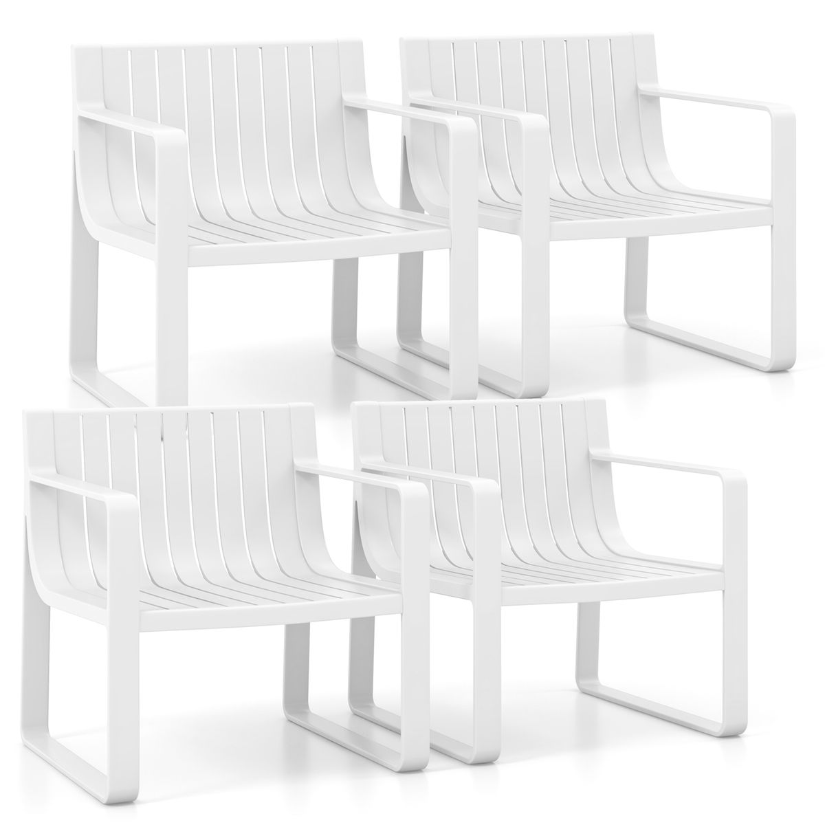 Photos - Garden Furniture Costway Plastic Outdoor Patio Armchairs - White Patio Chairs Set-4 HCST05751 (Set of 2 or 4)