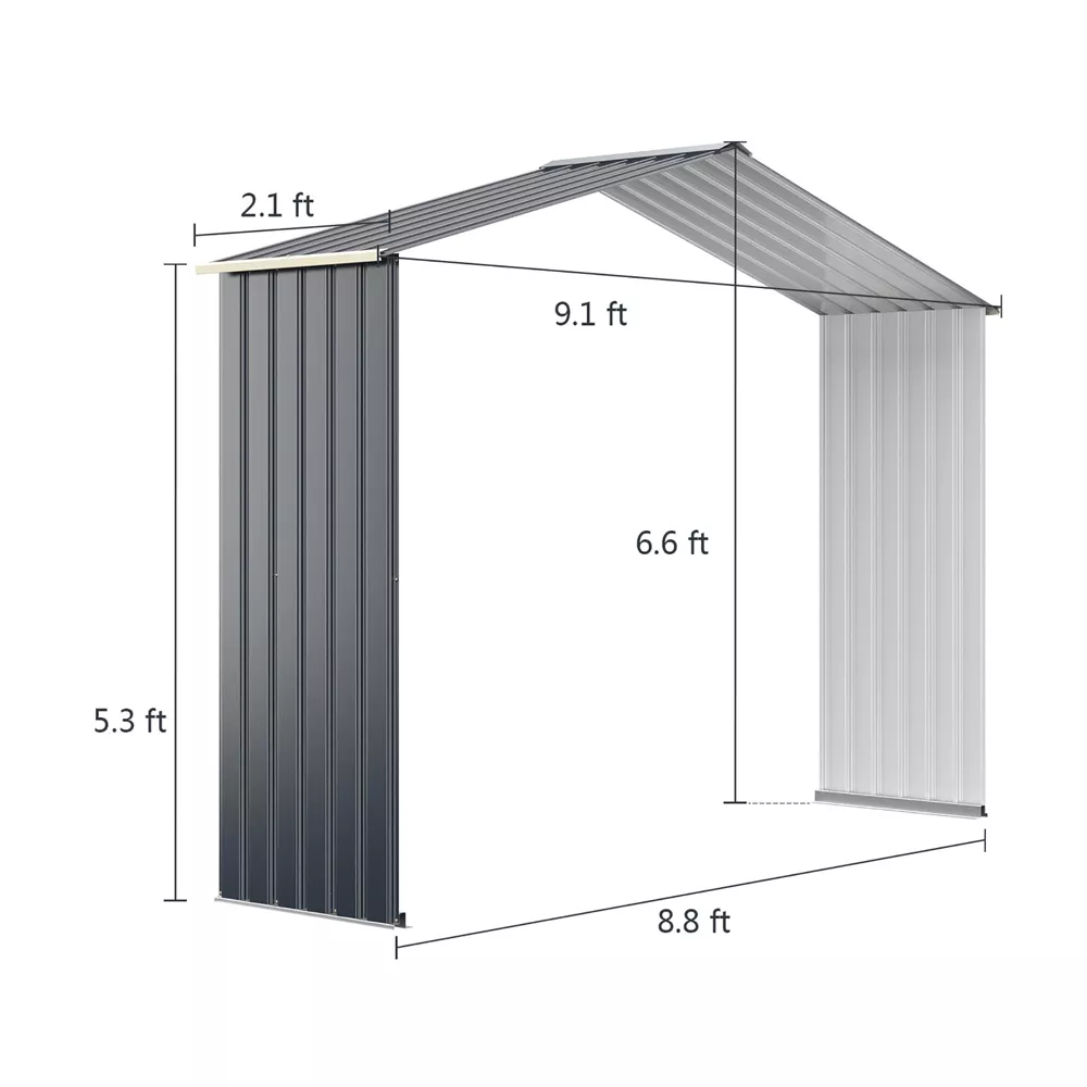 Photos - Wardrobe Costway Outdoor Storage Shed Extension Kit - Outdoor Storage Shed-9.1ft GT3732GR-A (3 Sizes)