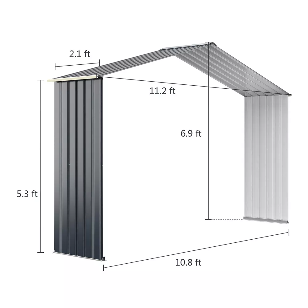 Photos - Wardrobe Costway Outdoor Storage Shed Extension Kit  - Outdoor Storage Shed-11.2ft GT3733GR-A (3 Sizes)
