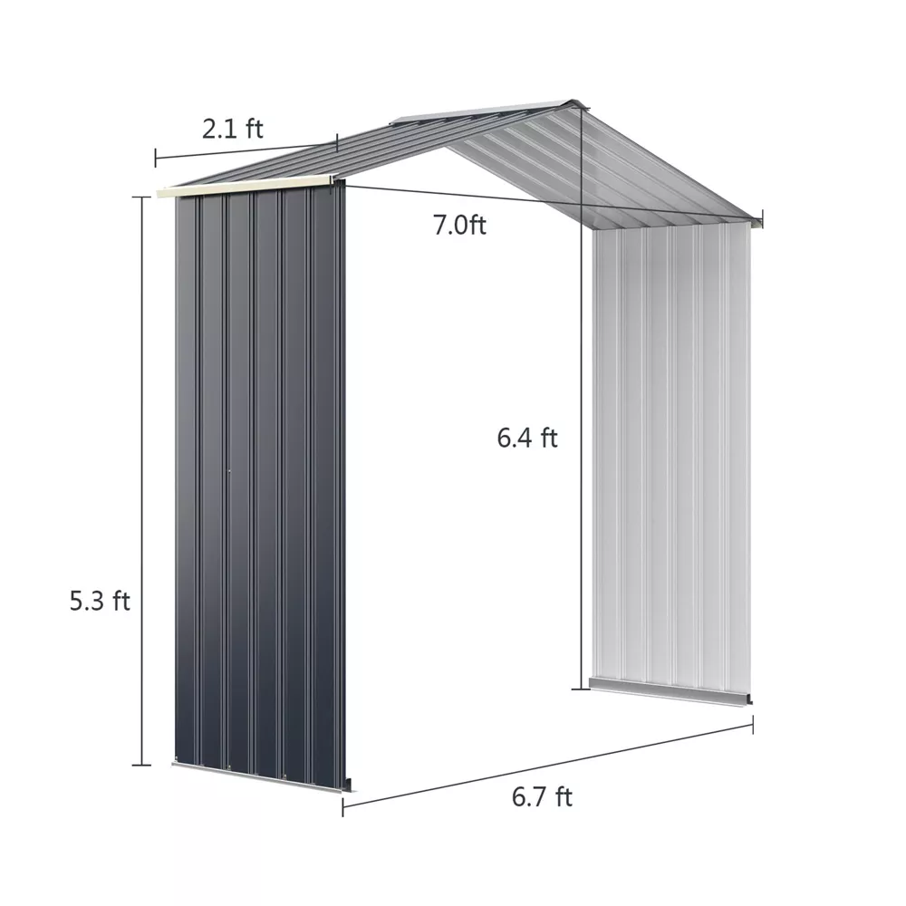 Photos - Wardrobe Costway Outdoor Storage Shed Extension Kit  - Outdoor Storage Shed-7ft GT3731GR-A (3 Sizes)