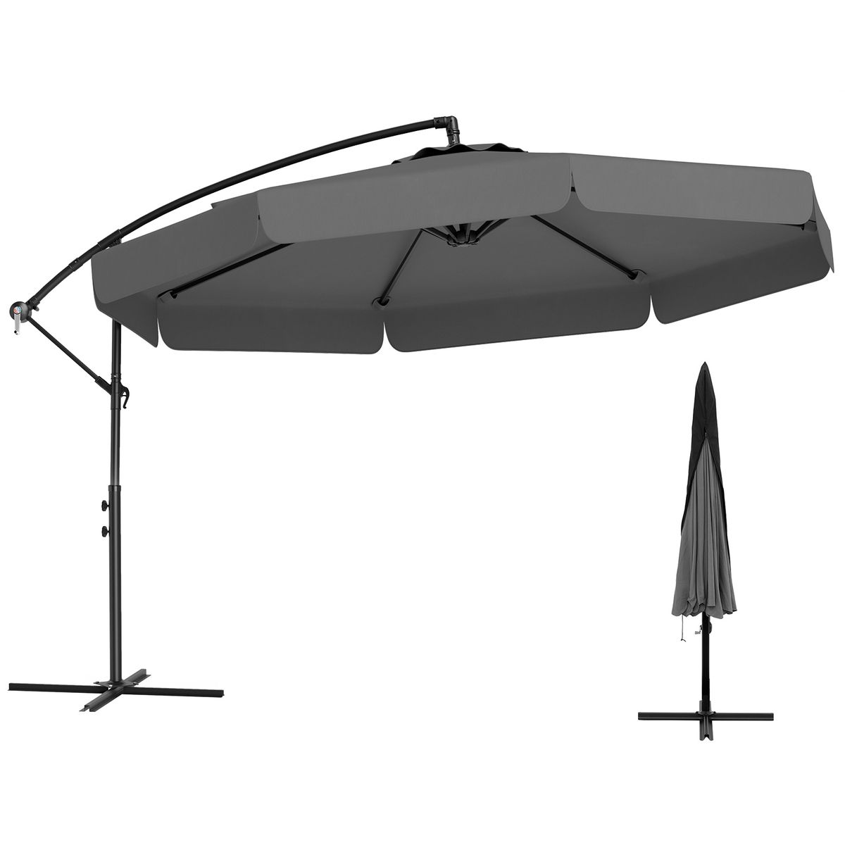 Photos - Parasol Costway 10-foot Offset Patio Cantilever Umbrella - Gray HCST07196 