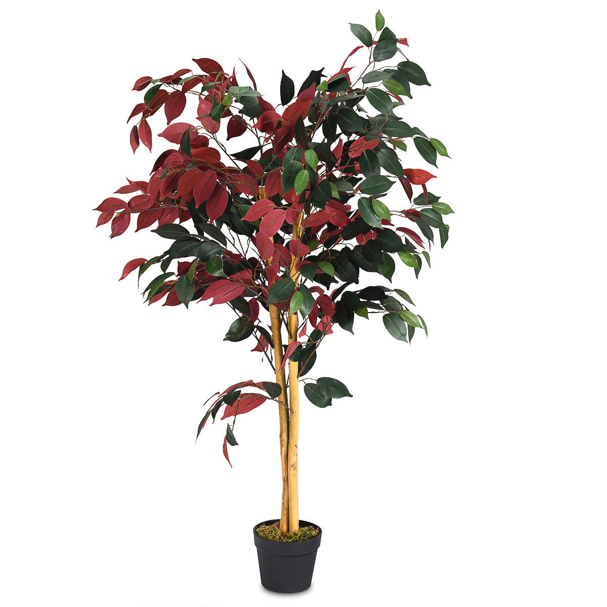 Photos - Other Decoration Costway 4 to 6-Foot Artificial Plants  - 4-Foot Artificial Ficus - Red/Green HW59513 (4 Options)