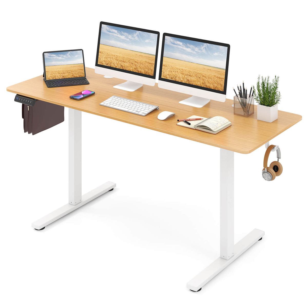 Photos - Office Desk Costway Adjustable Electric Stand Desk - Standing Desk -Natural HCST05385 