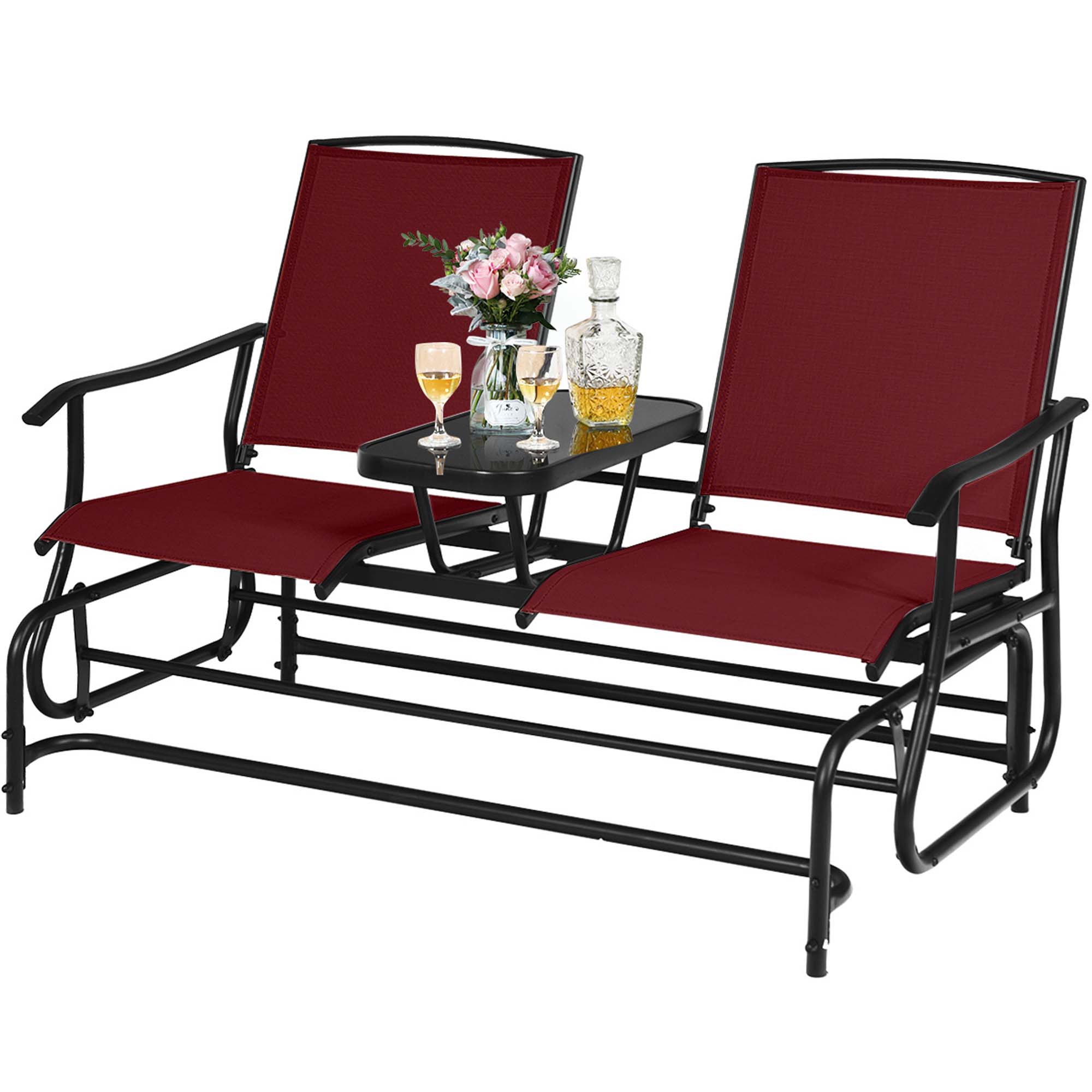 Photos - Garden Furniture Costway 2-Person Double Patio Glider - Glider Chair-Wine HCST05408