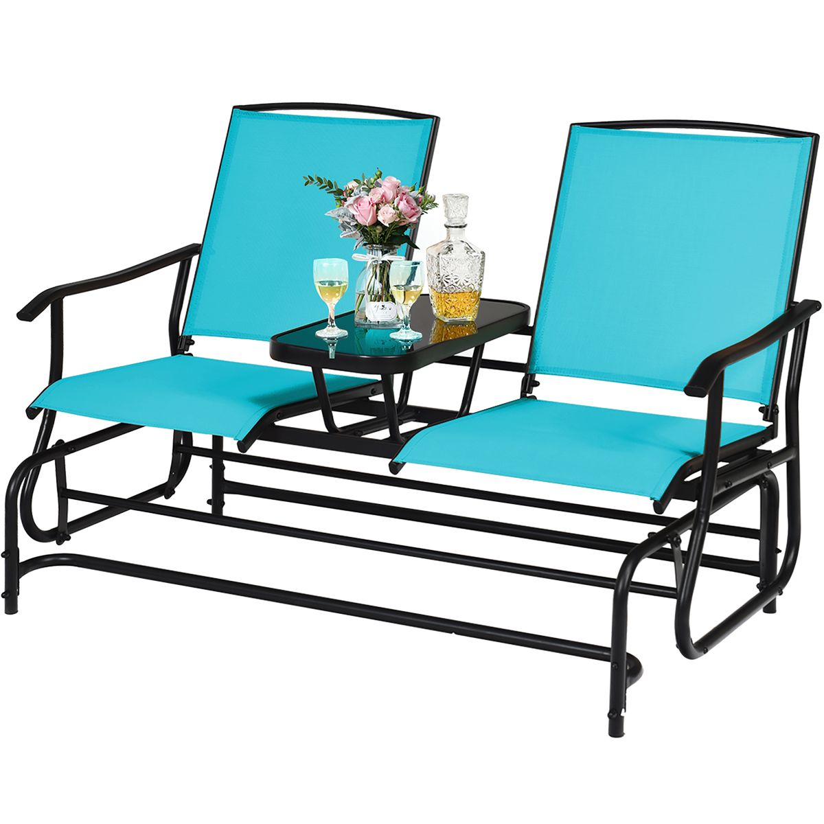 Photos - Garden Furniture Costway 2-Person Double Patio Glider - Glider Chair-Turquoise OP70357TU