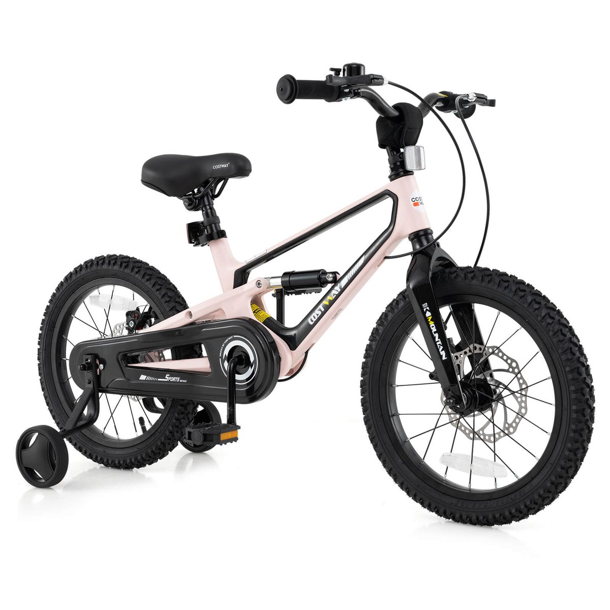 Photos - Bike Costway Kids' 16-Inch Adjustable  with Shock Absorber & Bell - Children Bicycle-Pink HCST05308 