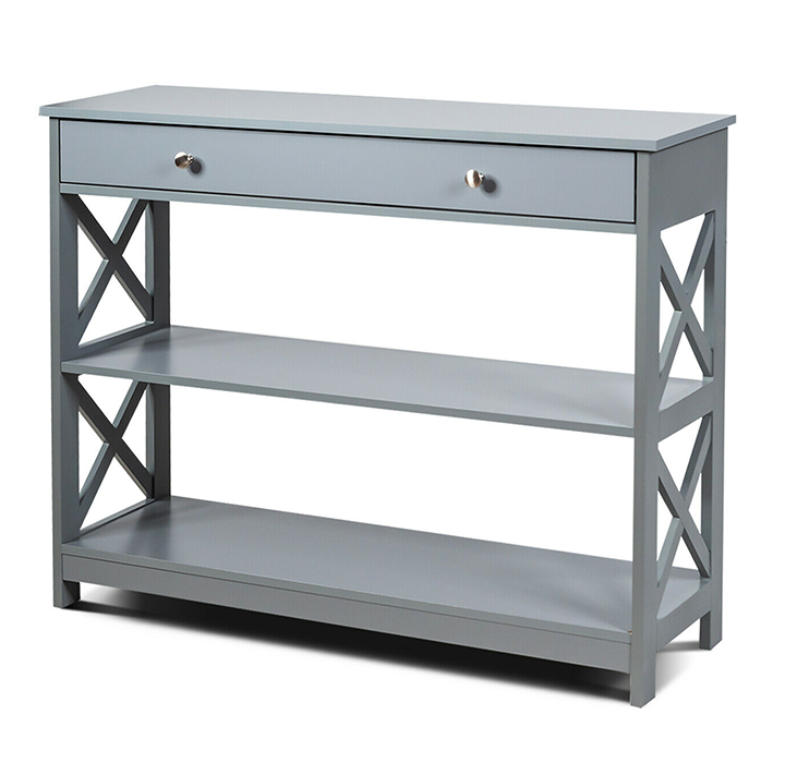 X-Design 3-Tier Entryway/Console Table - Gray
