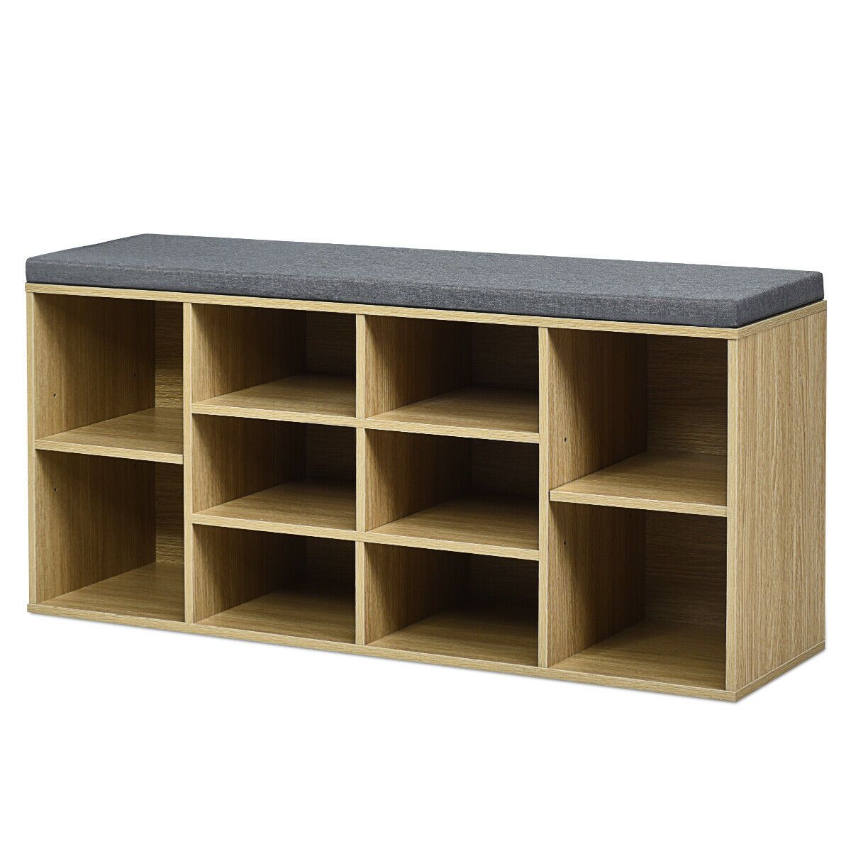 Entryway Padded Shoe Storage Bench - Natural
