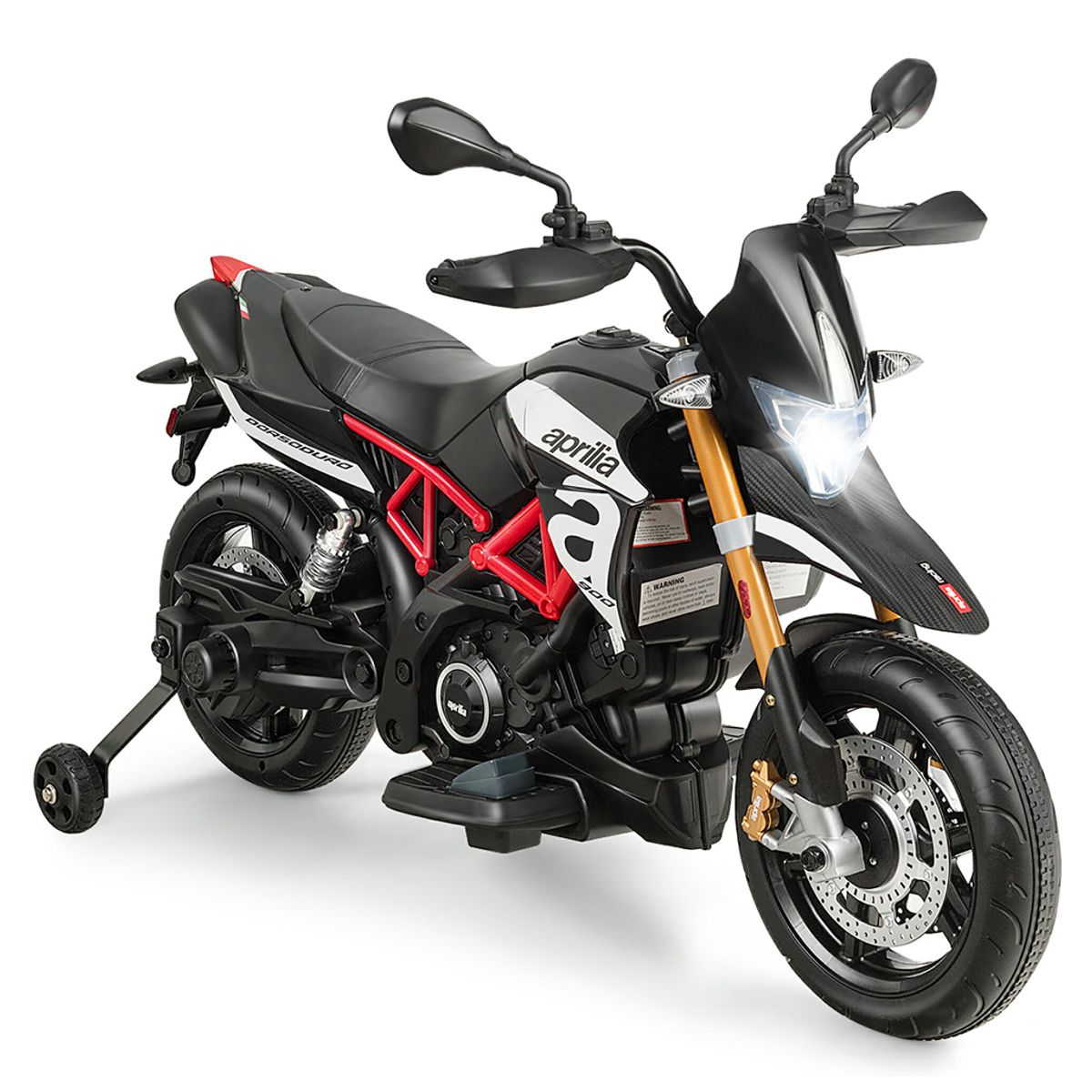 Photos - Kids Electric Ride-on Costway Kids' 12V Ride-On Motorcycle with Training Wheels - Black TY327449US-BK 