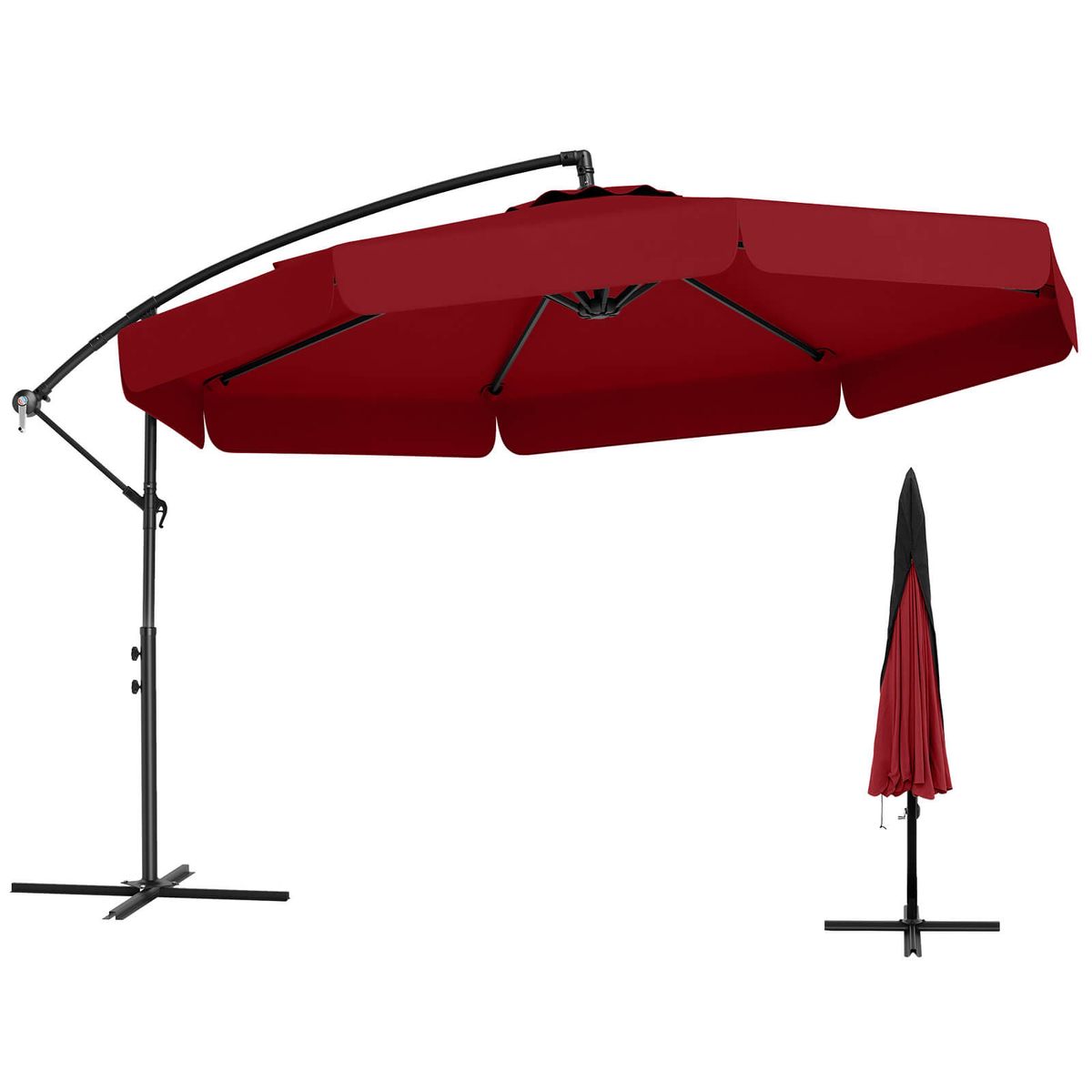 Photos - Parasol Costway 10-foot Offset Patio Cantilever Umbrella - Red HCST07200 