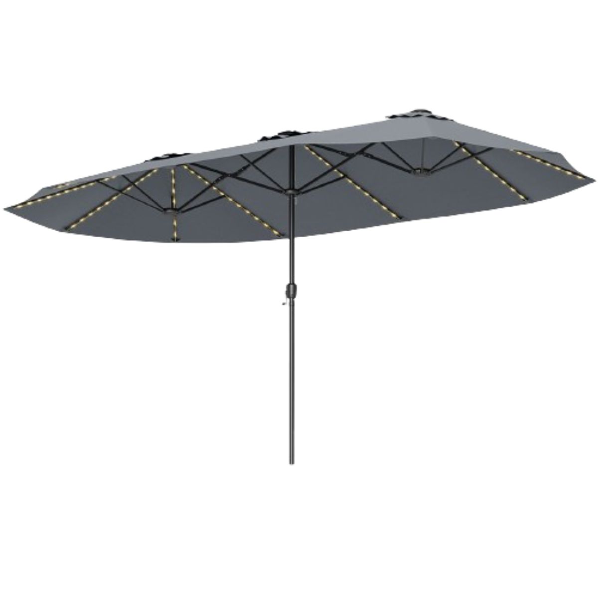 Photos - Parasol Costway Extra-Large Patio Umbrella with LED Solar Lights - Patio Umbrella-Gray HCST07000 