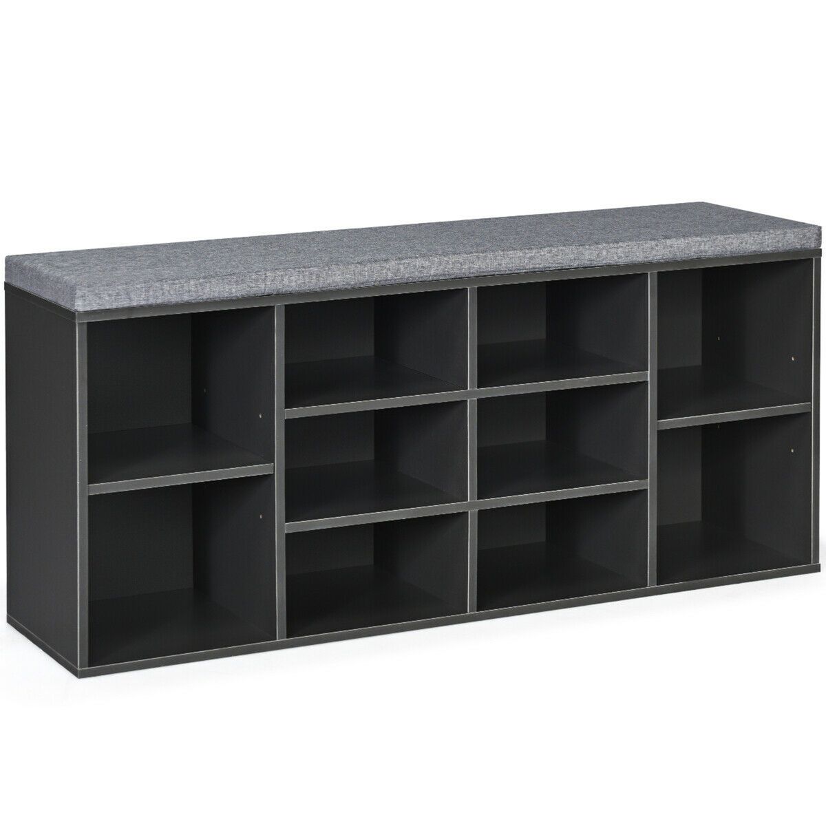 Entryway Padded Shoe Storage Bench - Grey