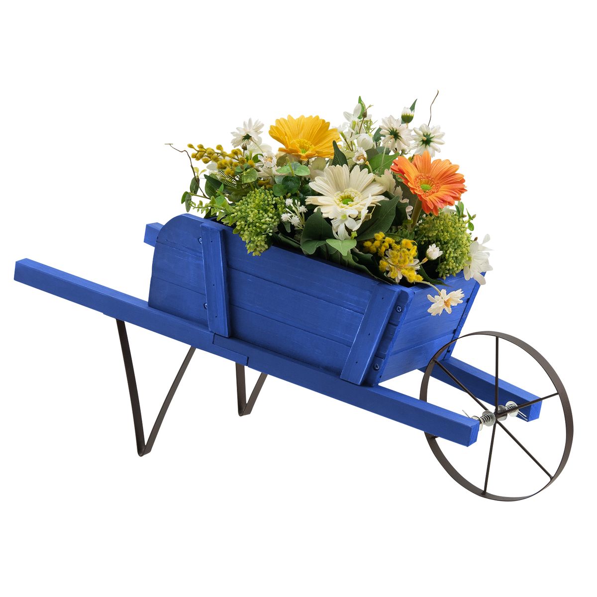 Photos - Flower Pot Costway Wooden Wagon Planter with 9 Holiday Magnets - Flower Cart-Blue HWM000122 
