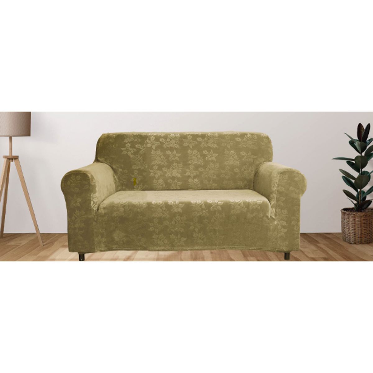 Photos - Furniture Cover Private Label Rich Floral Pattern Velvet Stretch Slipcovers - Loveseat-Taupe VELVET LOVE TAUPE