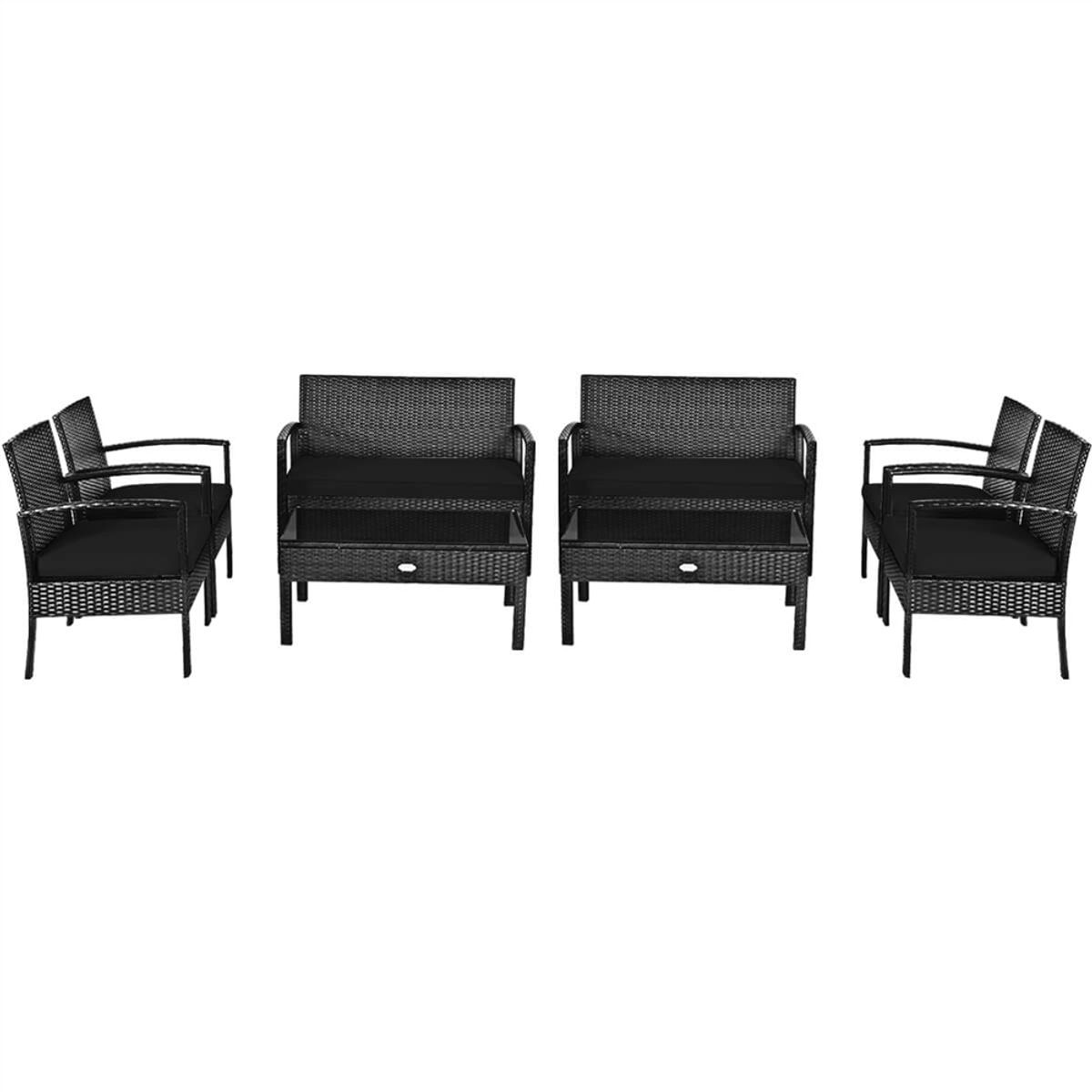 Photos - Garden Furniture Goplus Rattan Cushioned Patio Furniture Set - Rattan Furniture BK HCST08252 
