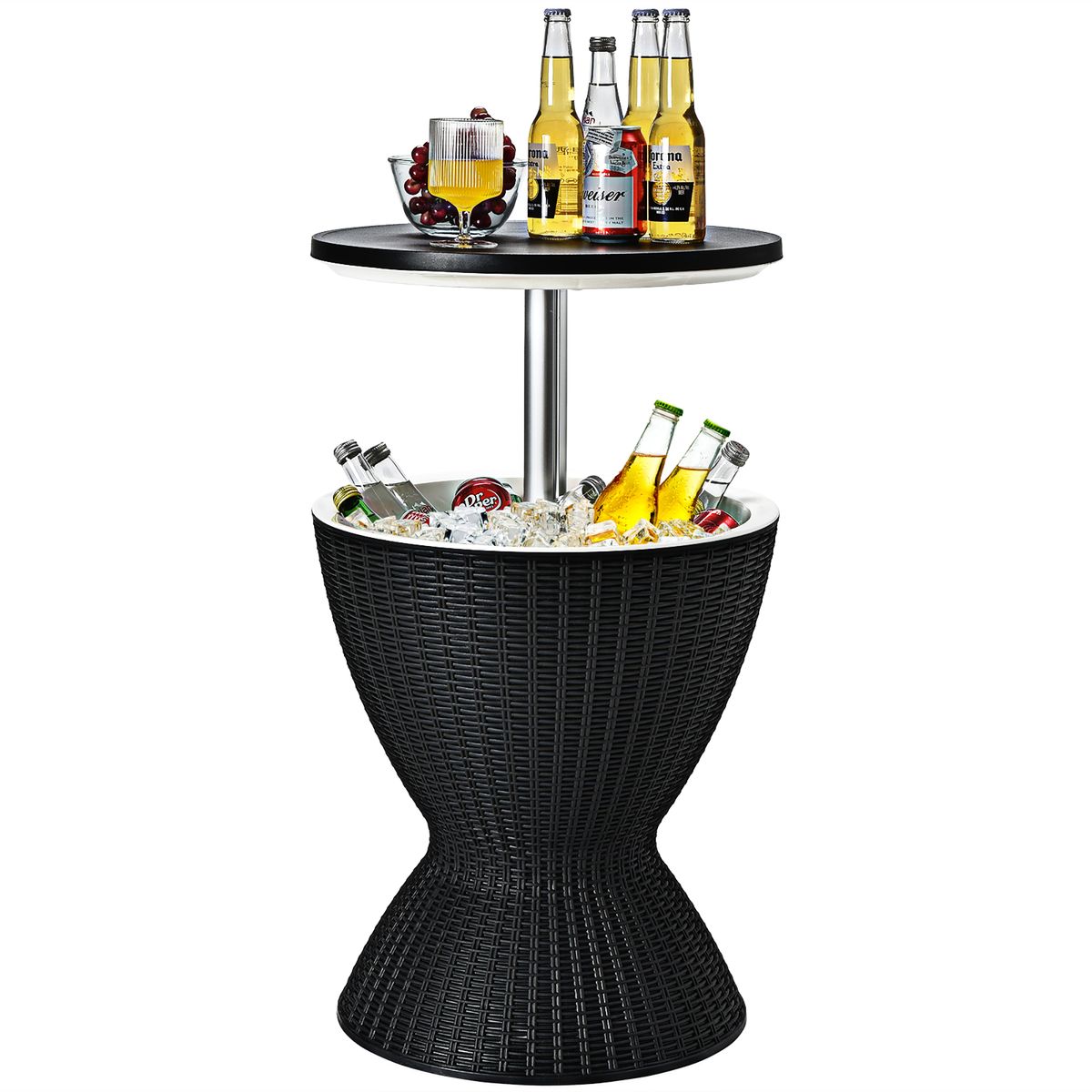 Photos - Garden Furniture Costway 8-Gallon 3-in-1 Patio Rattan Cooler Bar Table - Black OP70810BK 