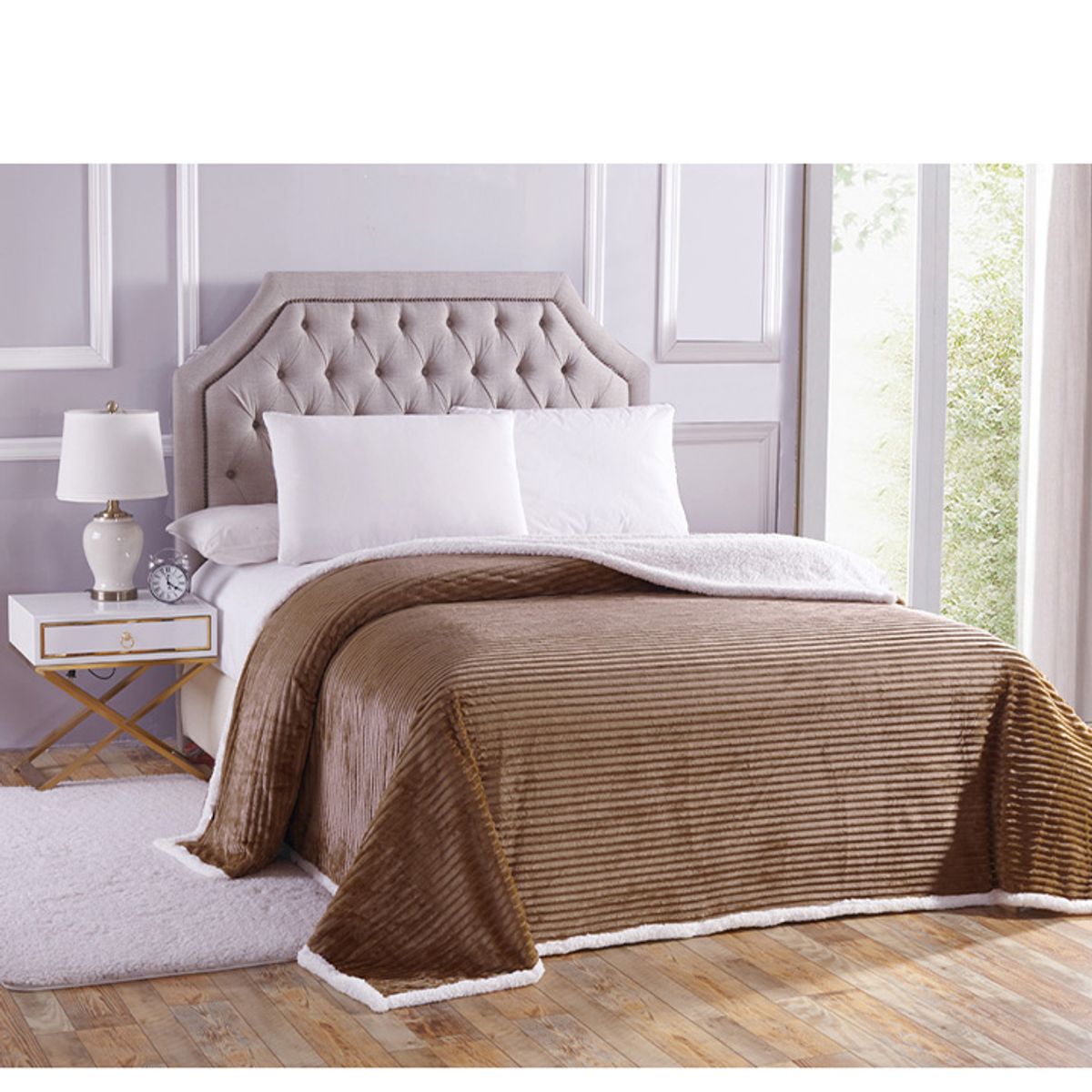 Photos - Duvet Sheradian Sheradian Reversible Corduroy Sherpa Blanket - King - Mocha KN-CORDUROY - MOCHA