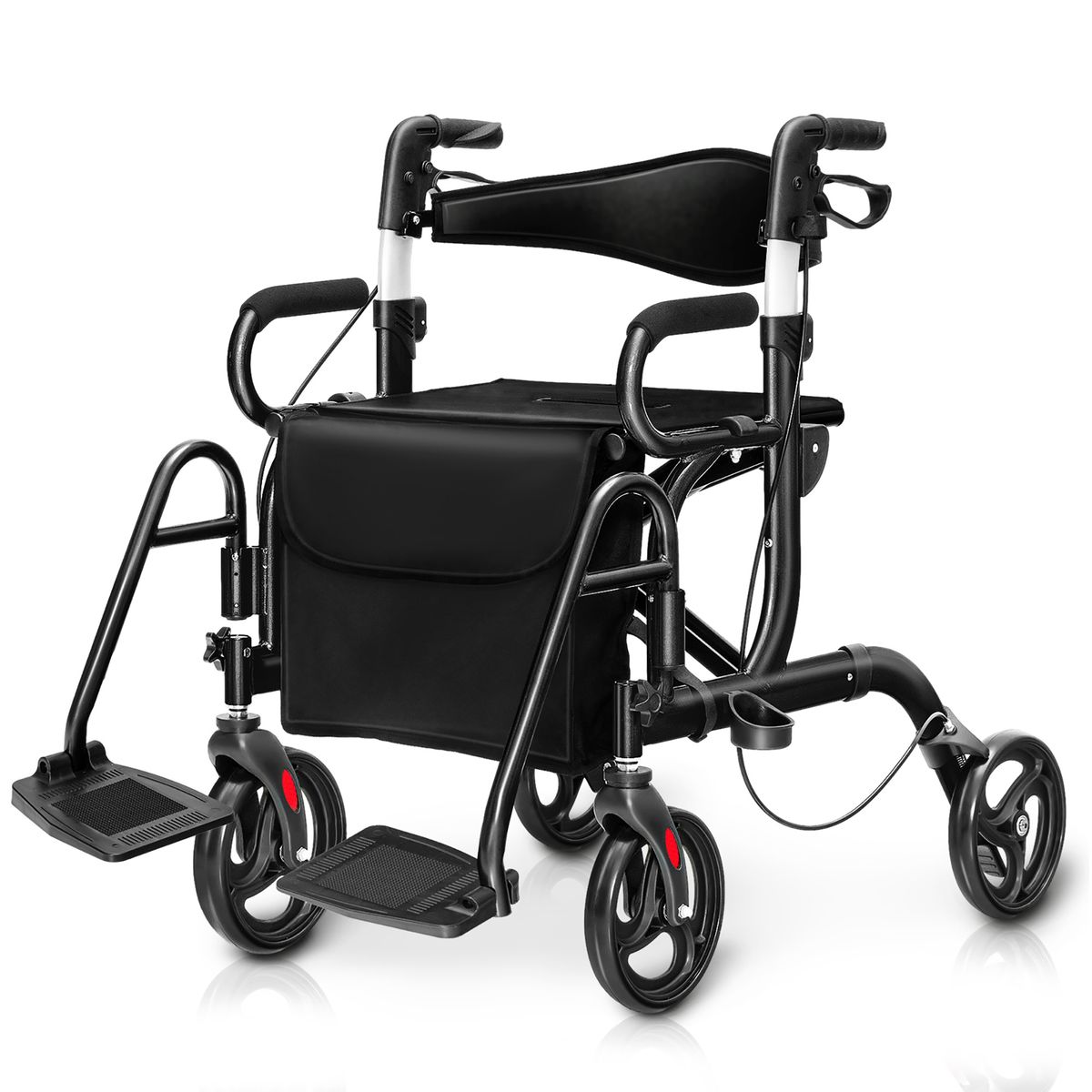 Photos - Rollator / Walker Costway Rollator Walker with Foldable Design and Detachable Storage Bag - Black JH10010BK