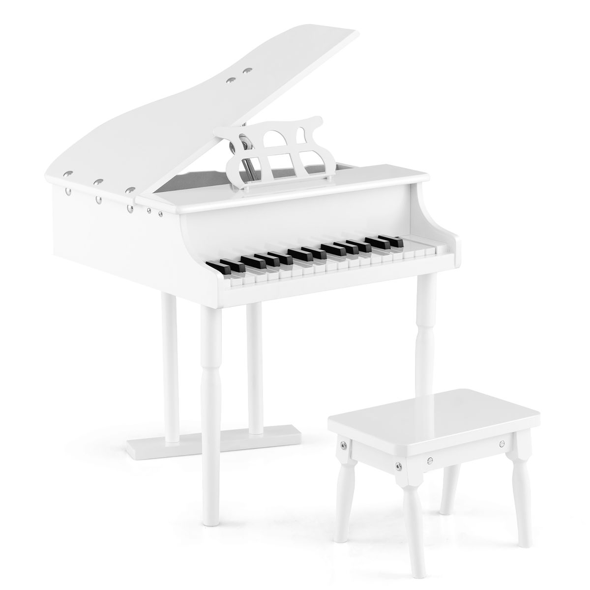 Photos - Musical Toy Costway Kids' 30-Key Toy Grand Baby Piano with Bench - White TY322017WH 