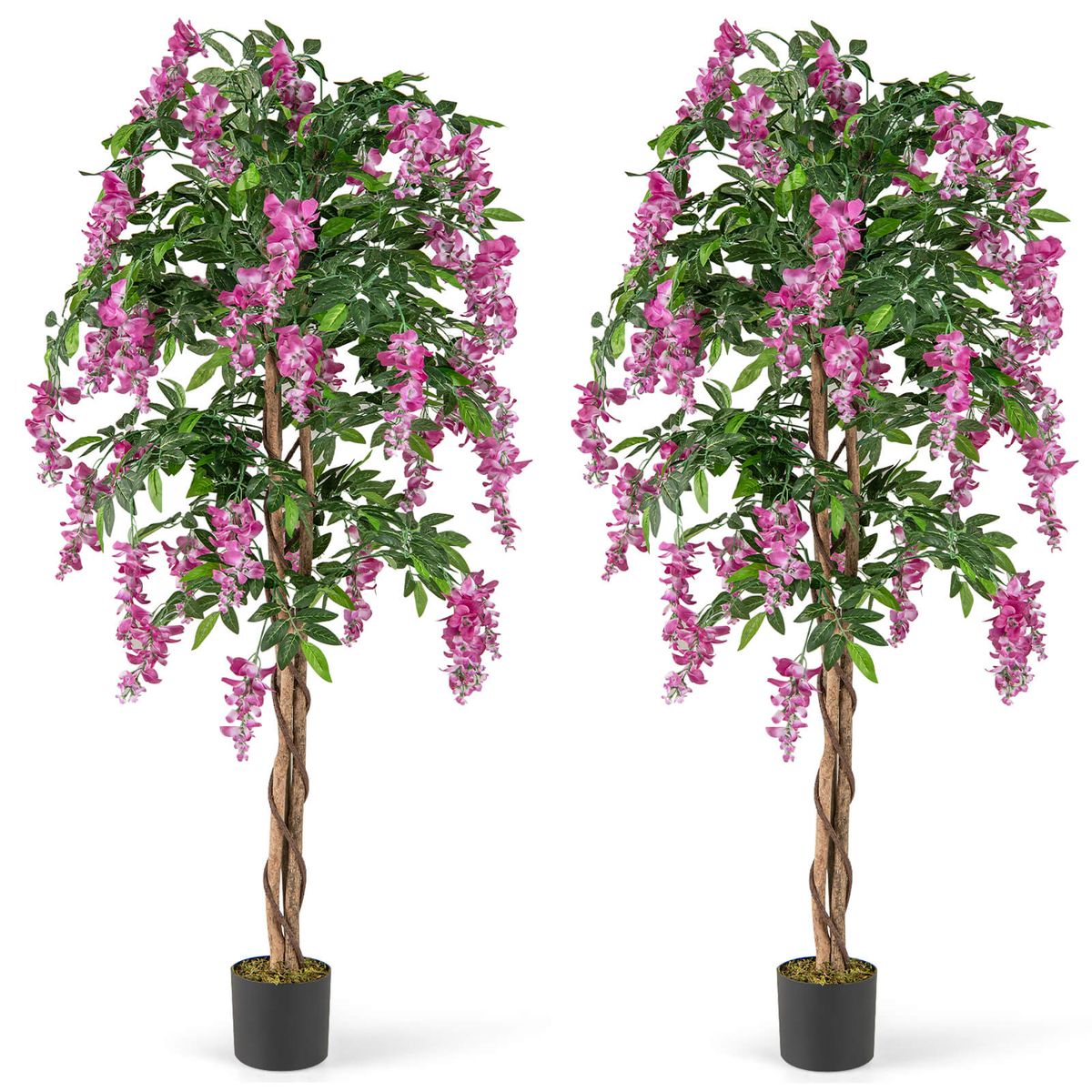 Photos - Other Decoration Costway 5.5 ft Artificial Wisteria Tree - Pink- 2-Pack HCST06962 