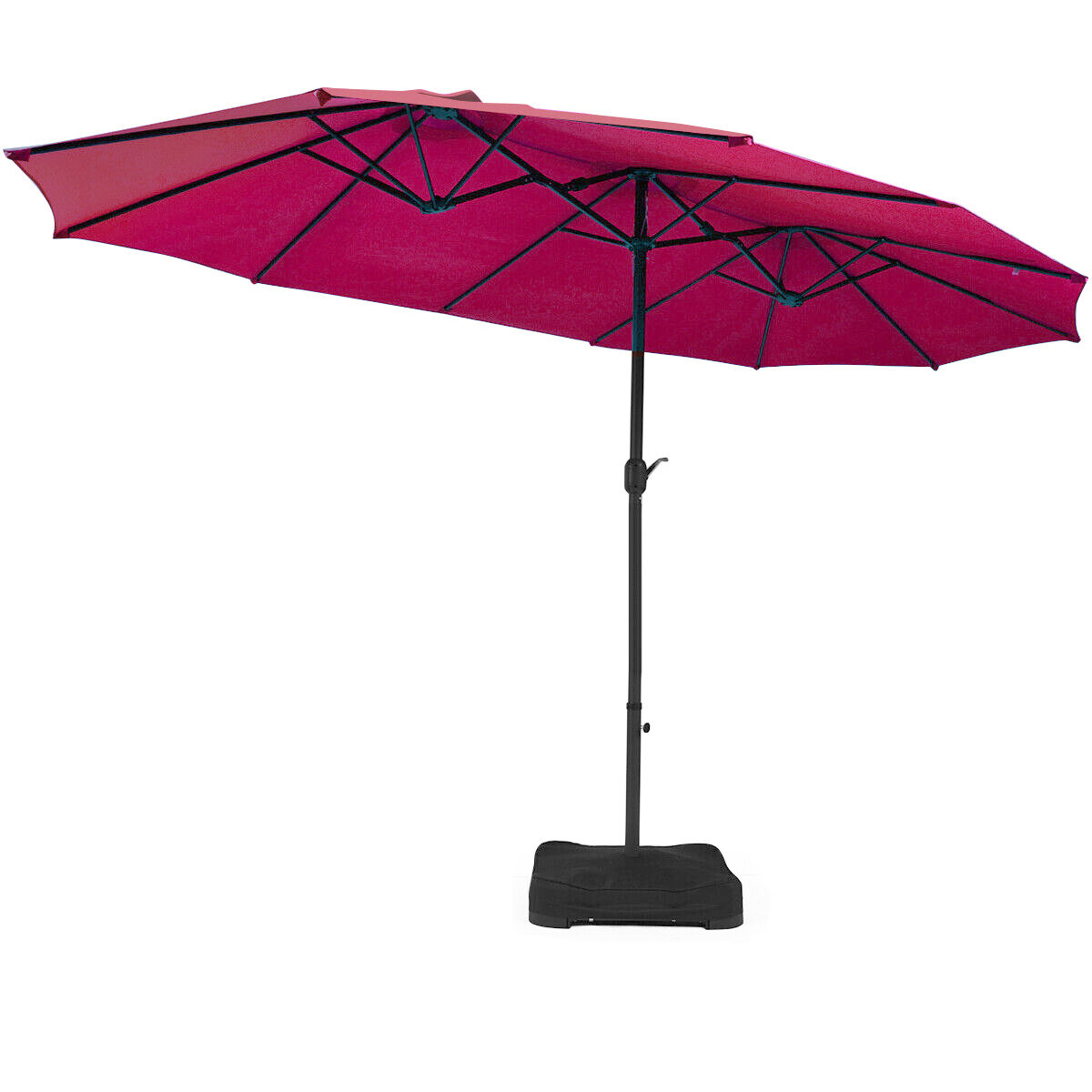 Photos - Parasol Costway 15-Foot Double-Sided Patio Umbrella - 15 Ft Patio Umbrella Burgundy OP70097WN