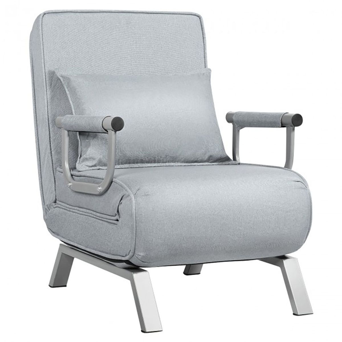 Photos - Sofa Costway Folding 5-Position Convertible Sleeper Chair - Light Gray HW66326QH 