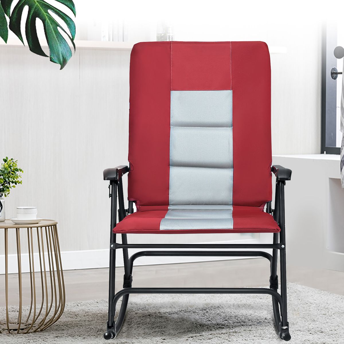 Photos - Garden Furniture Costway Folding Padded Rocking Camp Chair - Folding Padded Chair RE OP70500RE 