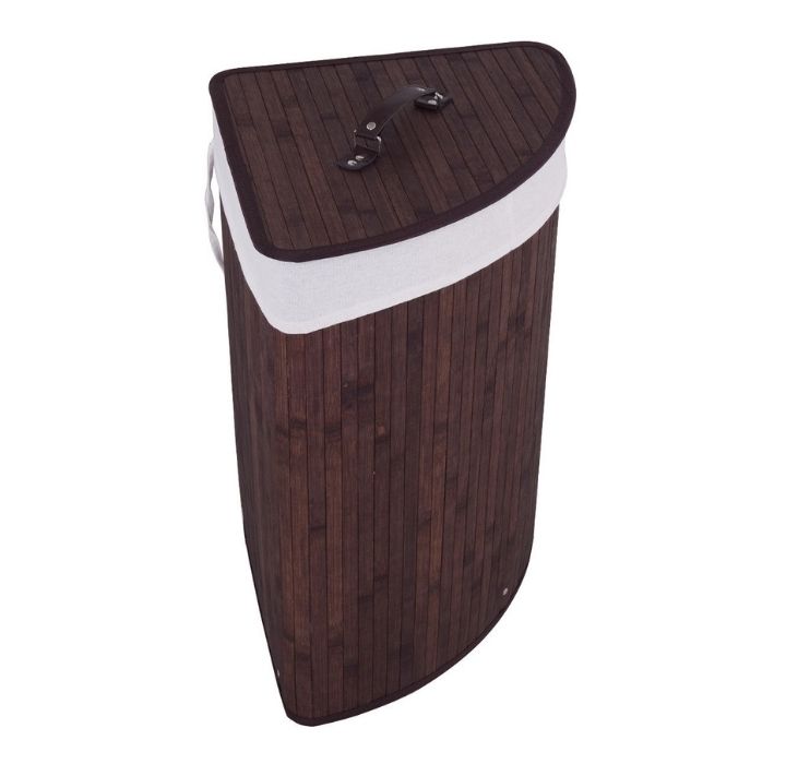 Photos - Laundry Basket / Hamper Costway Bamboo Corner Laundry Hamper - Brown HW51486BR-UNTIL 