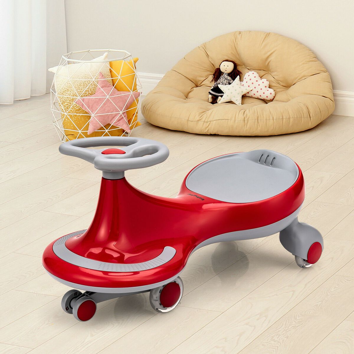 Wiggle Car Ride-on Toy with Flashing Wheels - Red