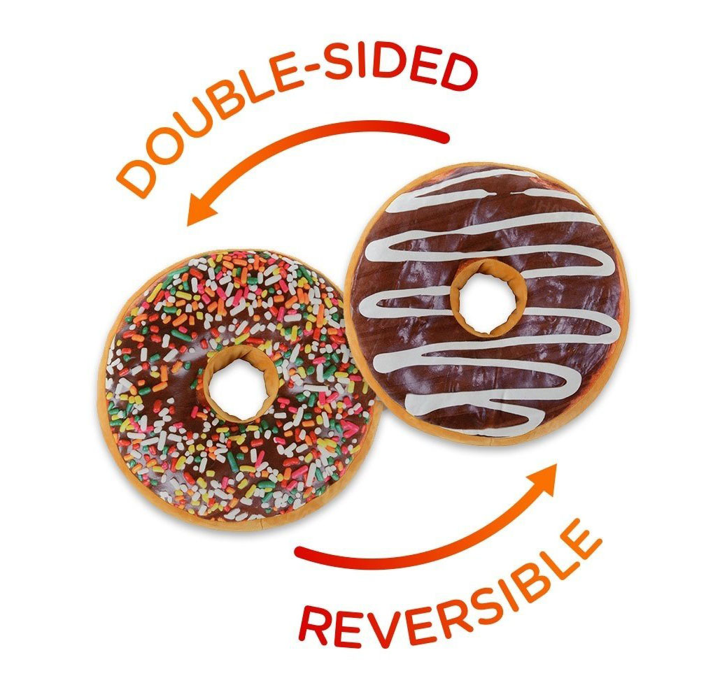 2-in-1 Reversible Super Soft Microplush Doughnut Pillow - Chocolate Glaze / Rainbow Sprinkles