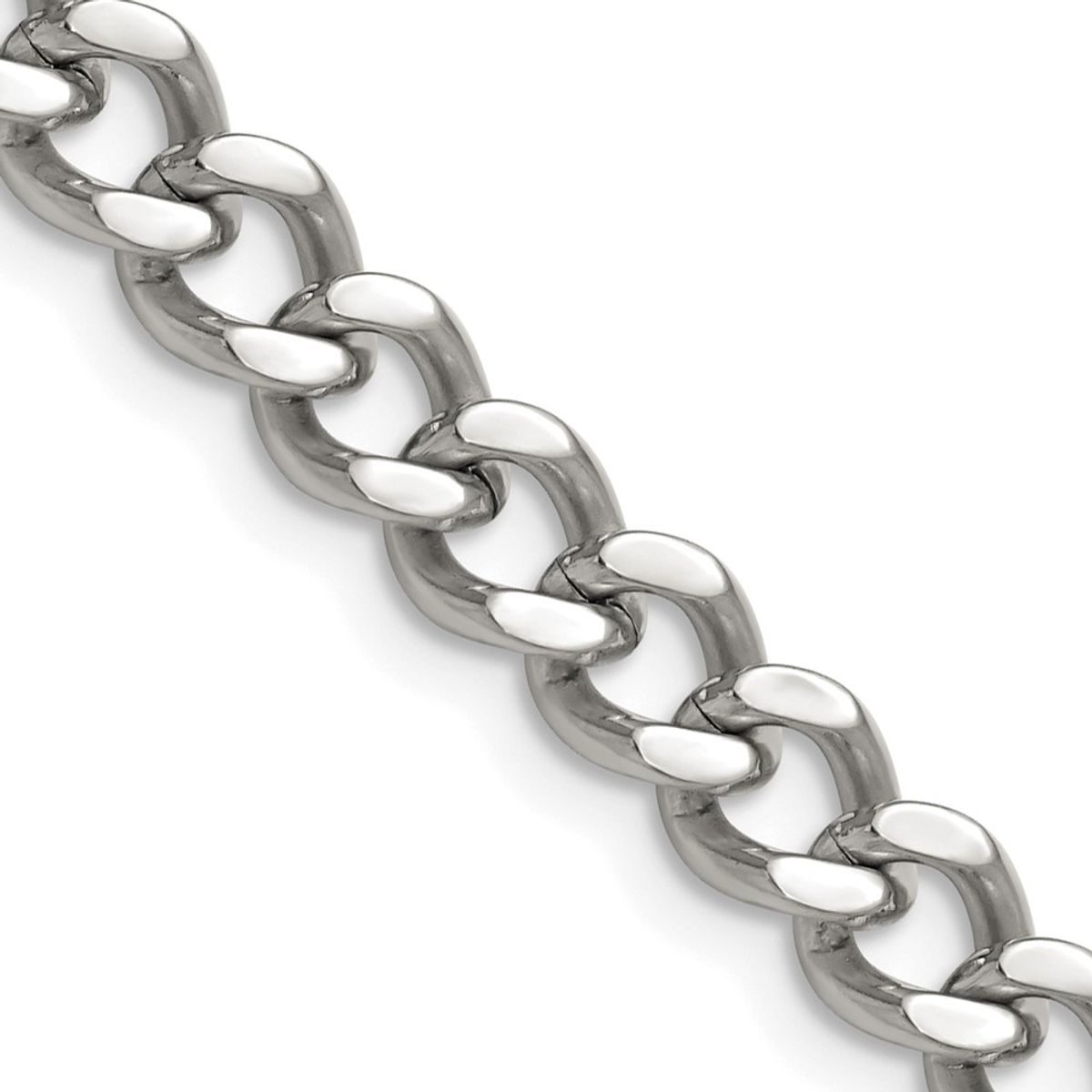 Stainless Steel Polished Chains - Stainless Steel 7.5mm 24in Curb Chain