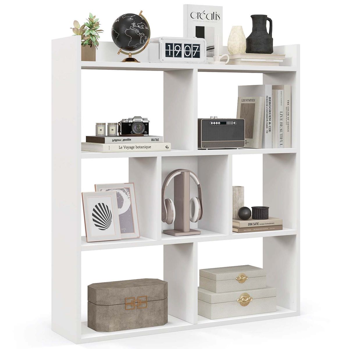 Photos - Wall Shelf Costway 7-Cube Open Storage Shelf - Bookcase White-1 HCST02778 (1- or 2-Pack)